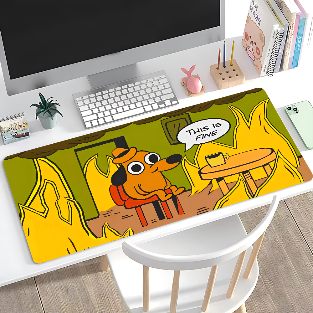 Gaming Keyboard Mouse - This Is Fine Dog Dachshund Mousepad