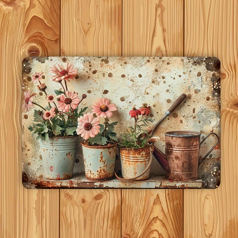 Brass Weight Plate - Vintage Floral Metal Tin Sign -Outdoor