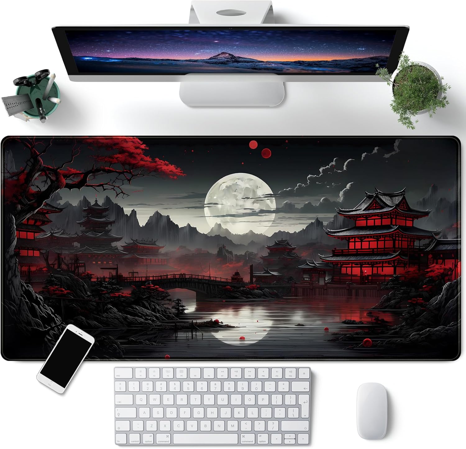 Japanese Desk Mat Riverside Fu - مراجعة Gaming Keyboard Mouse وسعره