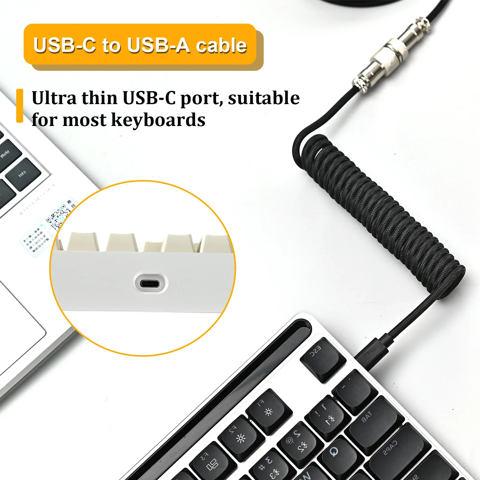 New Type C Coiled Cable USB Av - مراجعة Gaming Keyboard Type C وسعره
