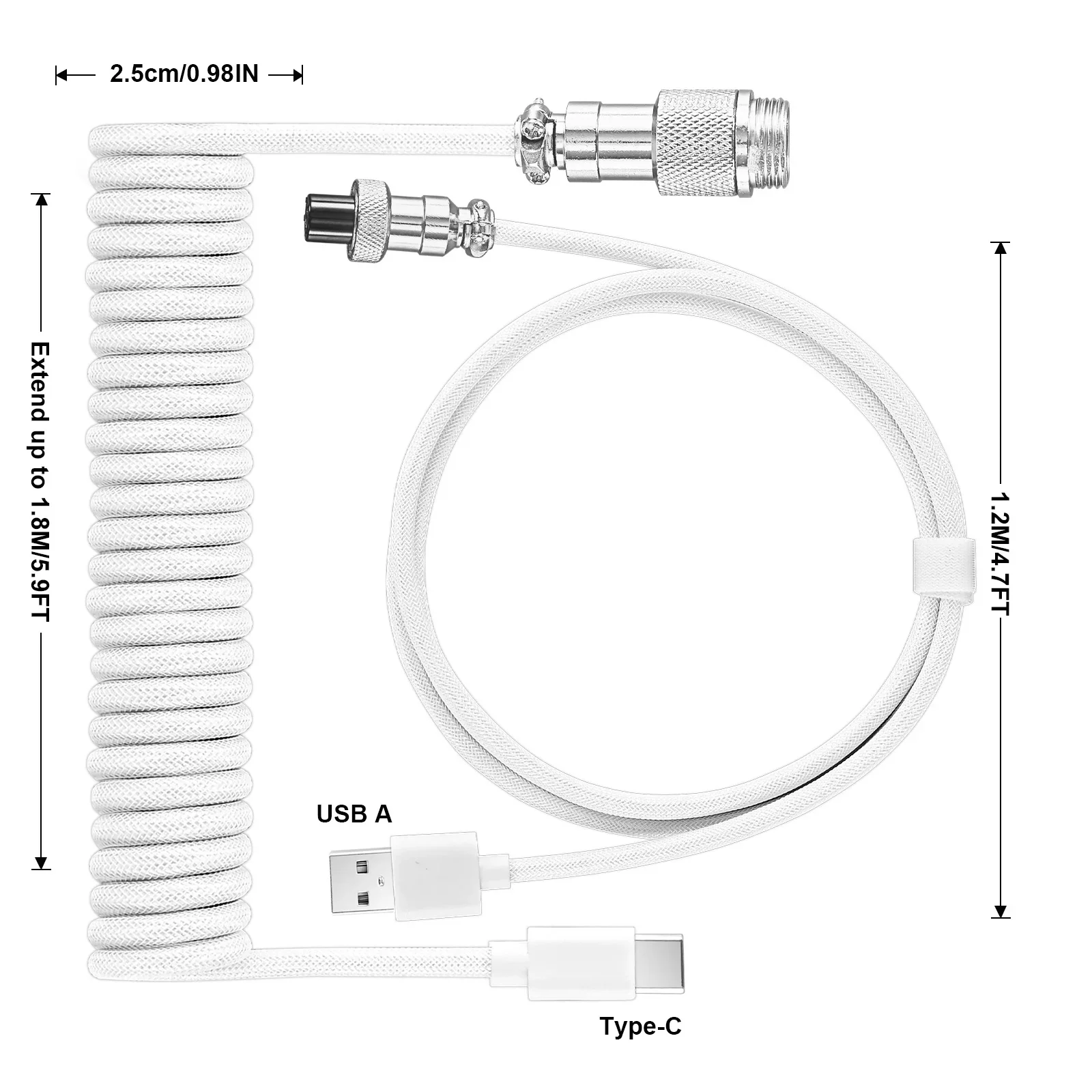 New Type C Coiled Cable USB Av - مراجعة Gaming Keyboard Type C وسعره
