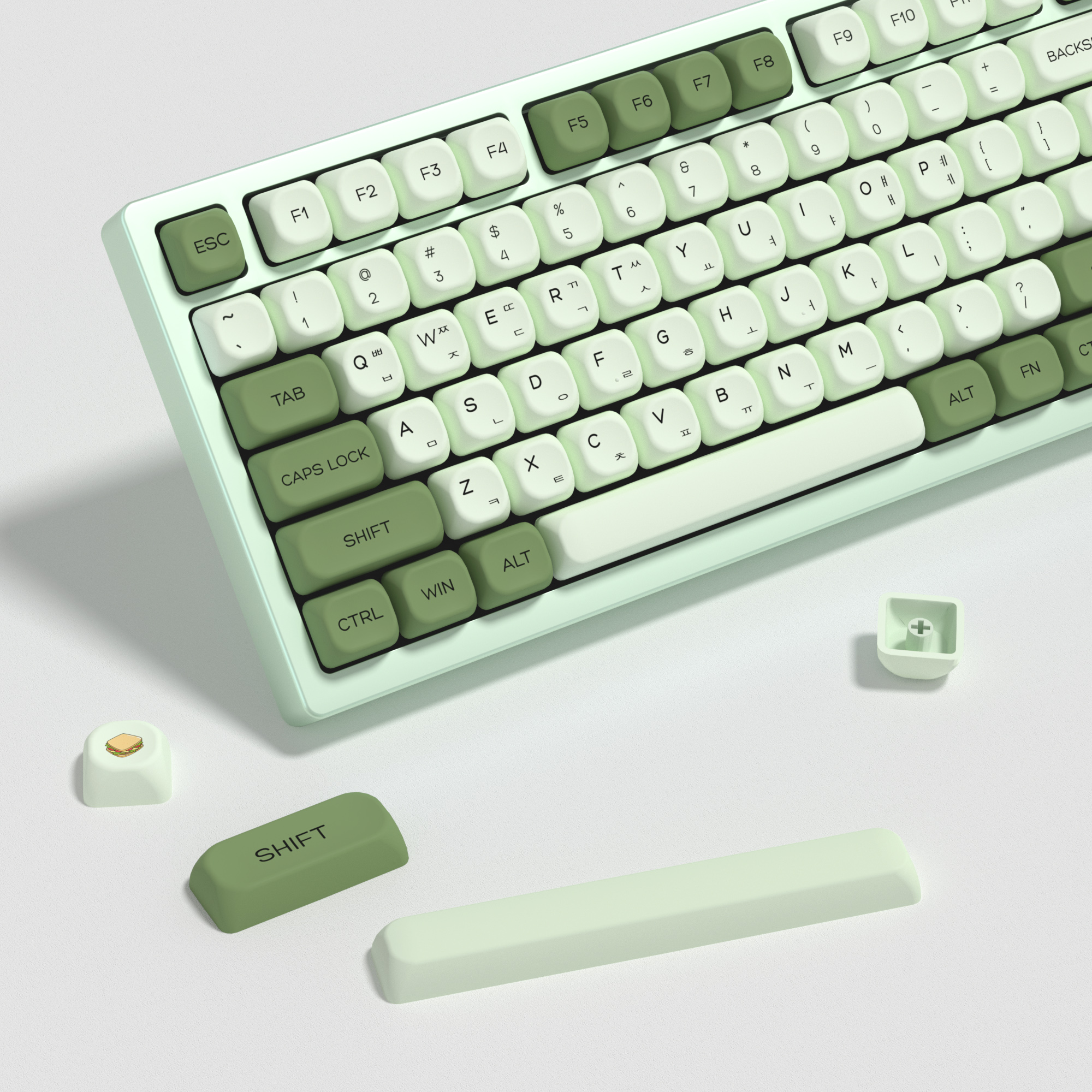 KBDiy Matcha Korean Keycap Gre - مراجعة Gaming Keyboard No Number Pad وسعره