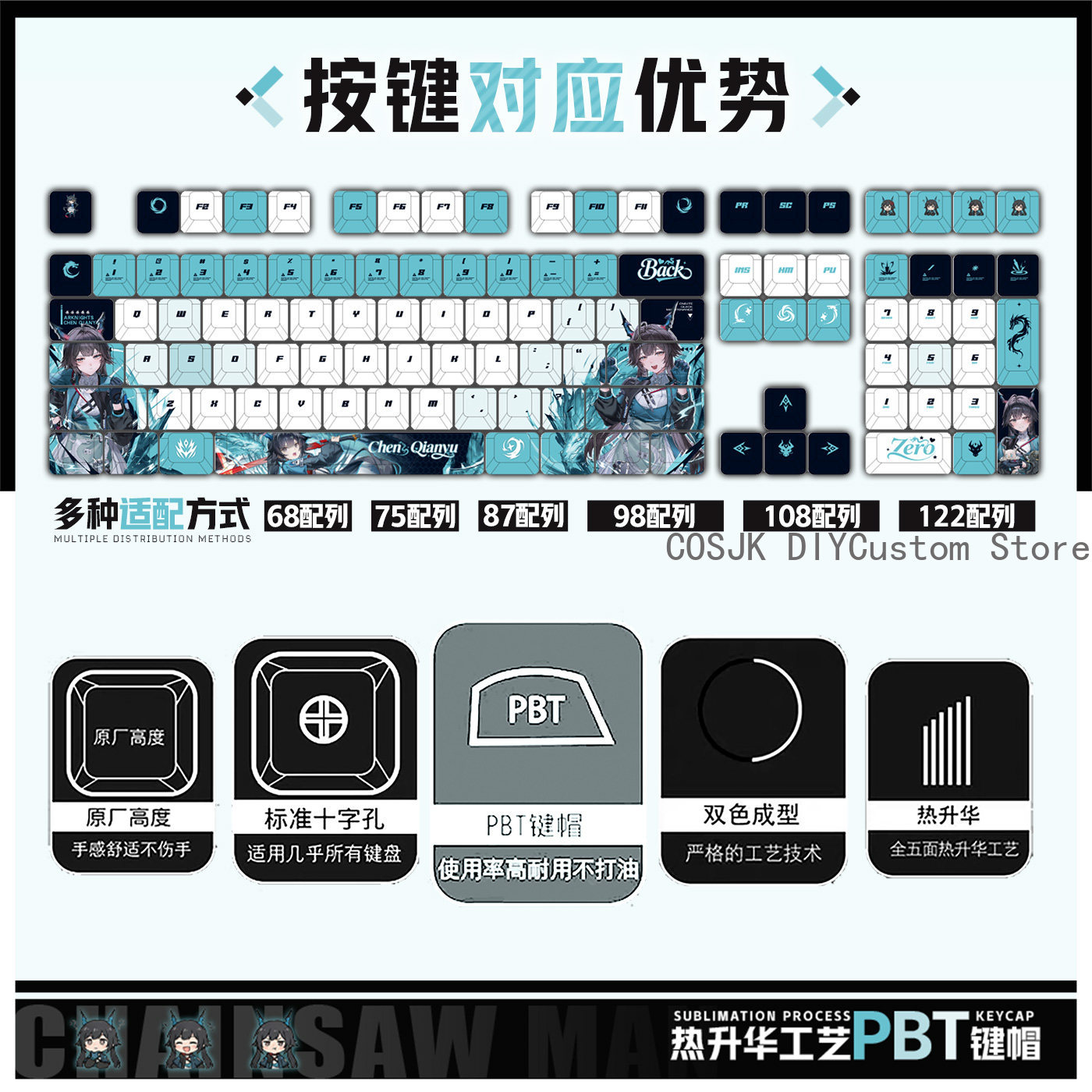 122 Keys Anime Chen Qianyu Ark - مراجعة Gaming Keyboard Mechanical وسعره