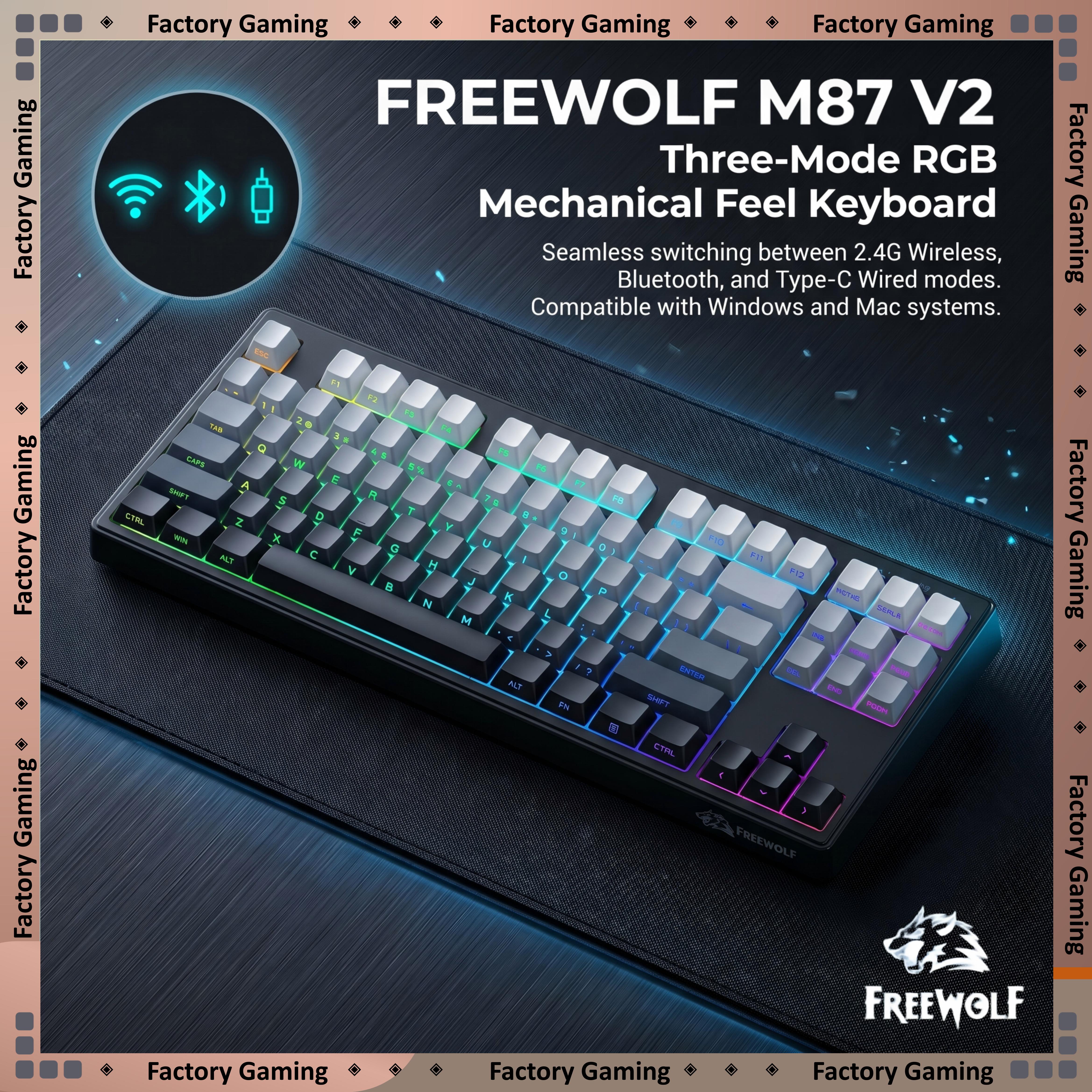 FREEWOLF M87 V2 87 Keys RGB Me - مراجعة Keyboard Gaming Mac وسعره