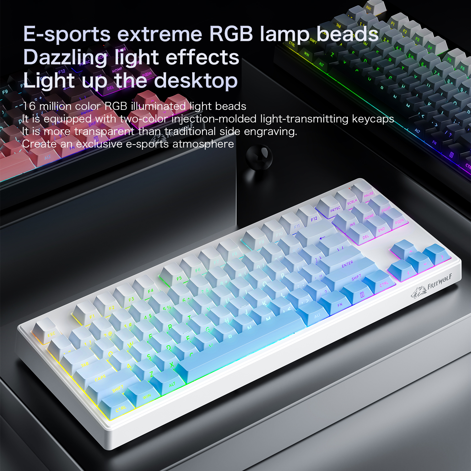 FREEWOLF M87 V2 87 Keys RGB Me - مراجعة Keyboard Gaming Mac وسعره