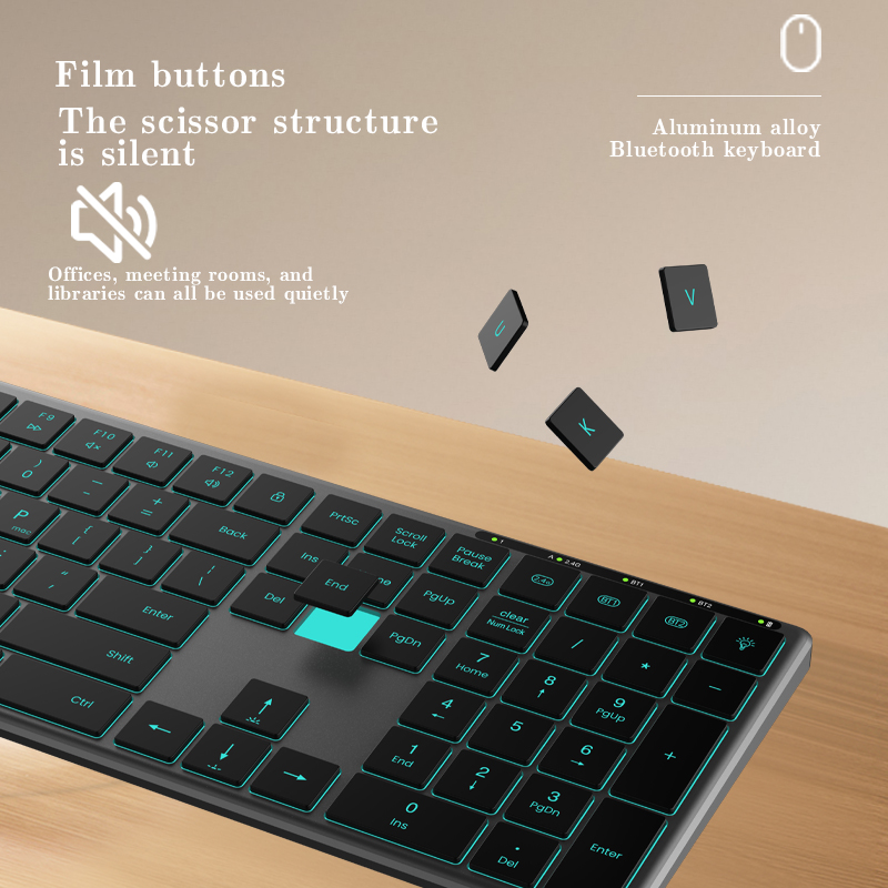 Backlight Bluetooth Keyboard M - مراجعة Gaming Keyboard No Number Pad وسعره