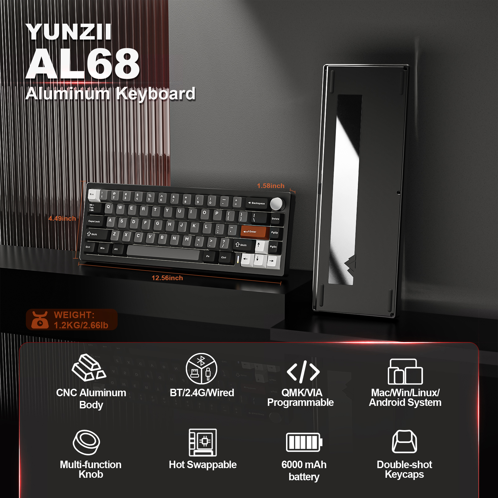 YUNZII AL68 Black QMK/VIA Mech - مراجعة Keyboard Gaming Mac وسعره