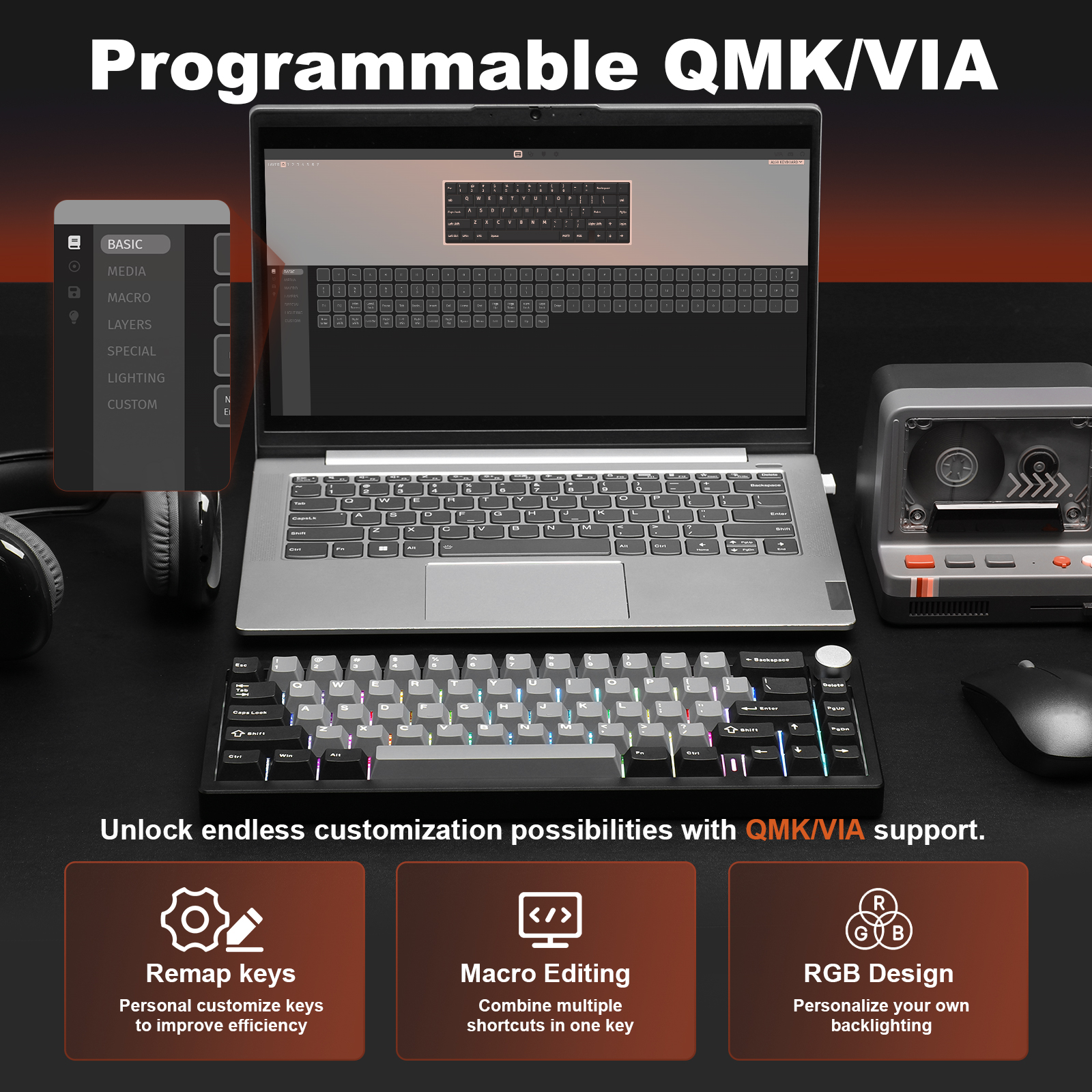 YUNZII AL68 Black QMK/VIA Mech - مراجعة Keyboard Gaming Mac وسعره