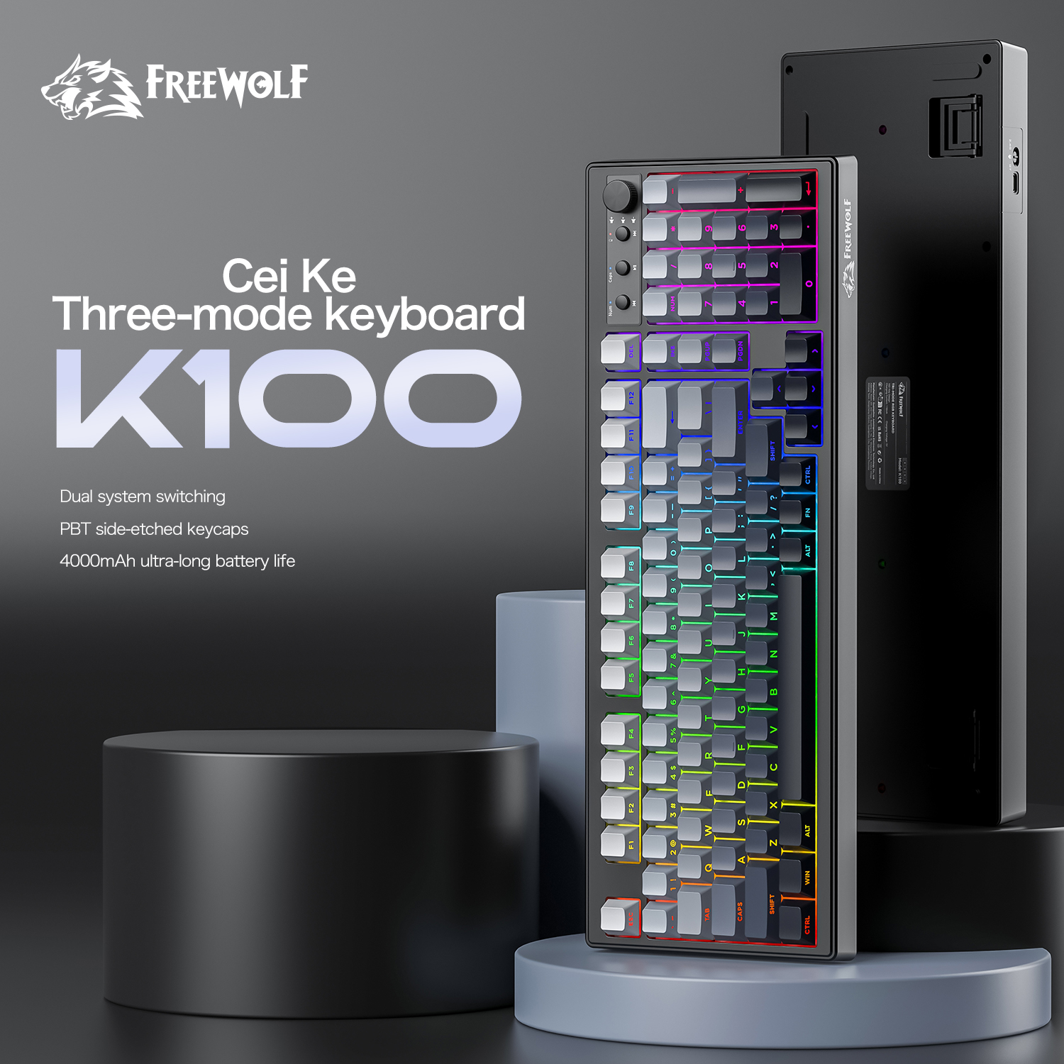 FREEWOLF k100 three-mode silen - مراجعة Keyboard Gaming Mac وسعره