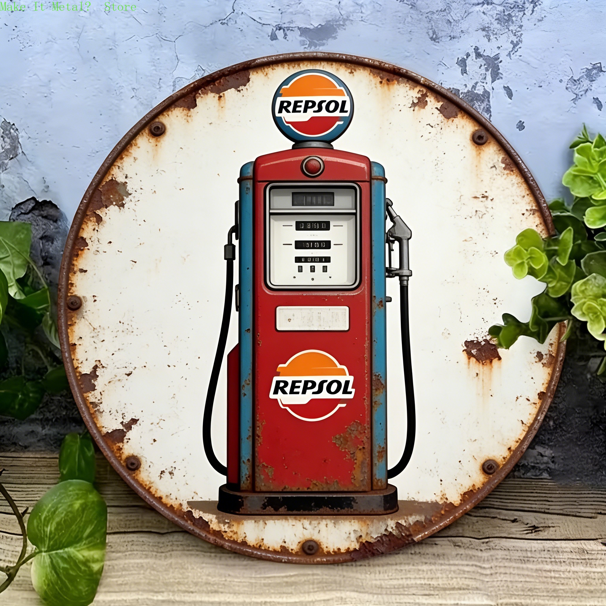 Vintage Repsol Gas Pump Metal  - مراجعة Brass Weight Plate وسعره