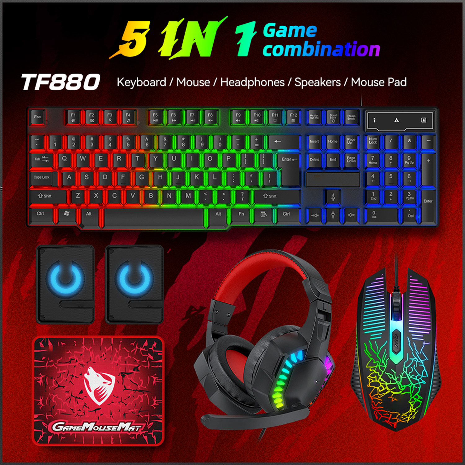 5-in-1 Set Gaming Combo Keyboa - مراجعة Gaming Keyboard Extension وسعره