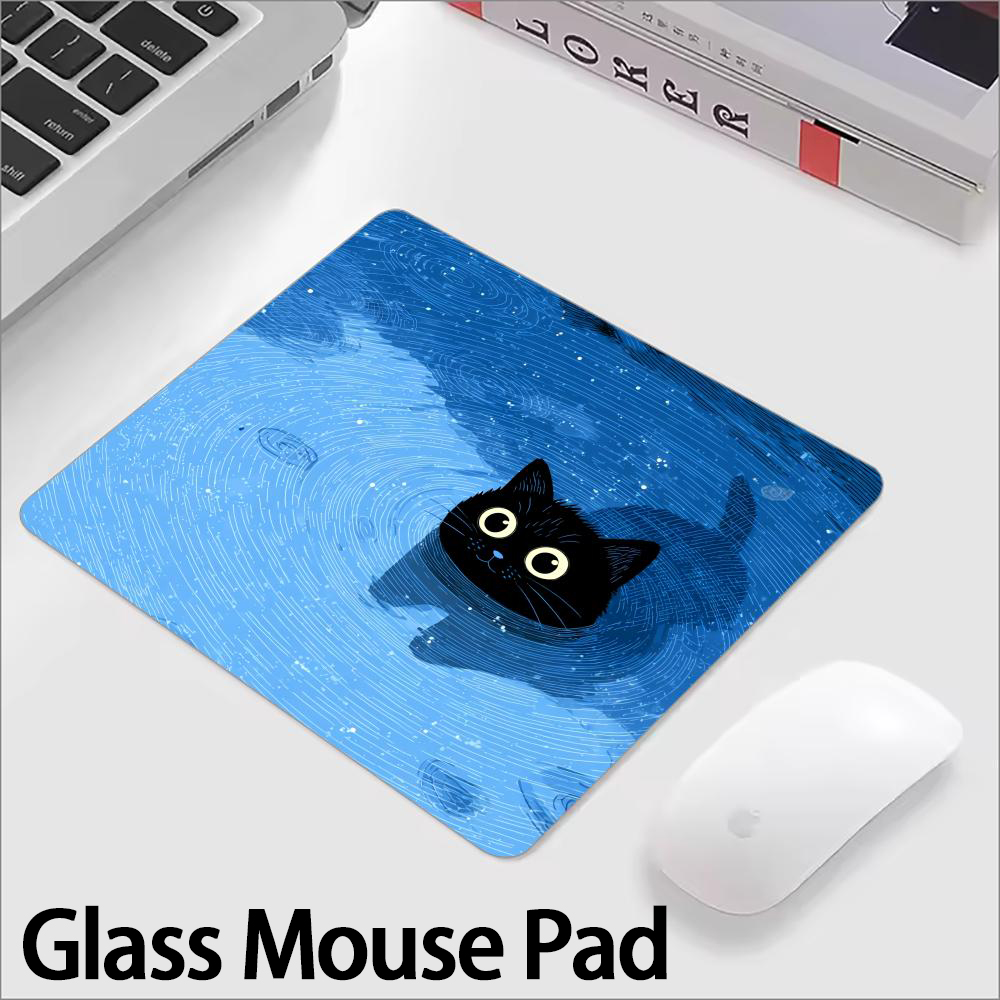 Cute Black Cat Glass Mouse Pad - مراجعة Gaming Keyboard Mouse وسعره