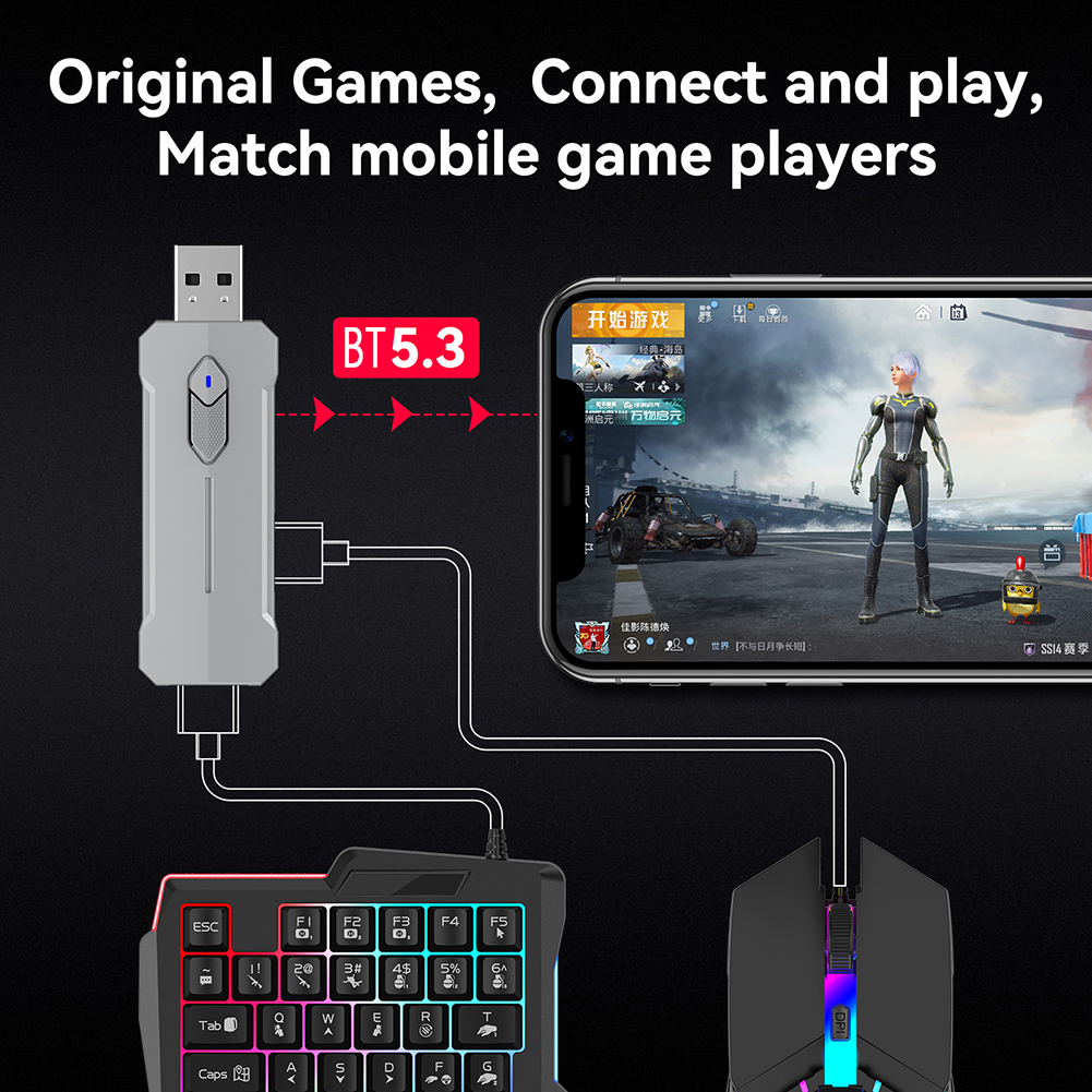 5 in 1 Mobile Controller Gamin - مراجعة Gaming Keyboard And Mouse Converter For Mobile وسعره