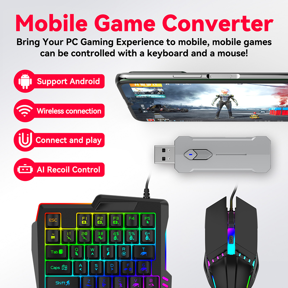 5 in 1 Mobile Controller Gamin - مراجعة Gaming Keyboard And Mouse Converter For Mobile وسعره