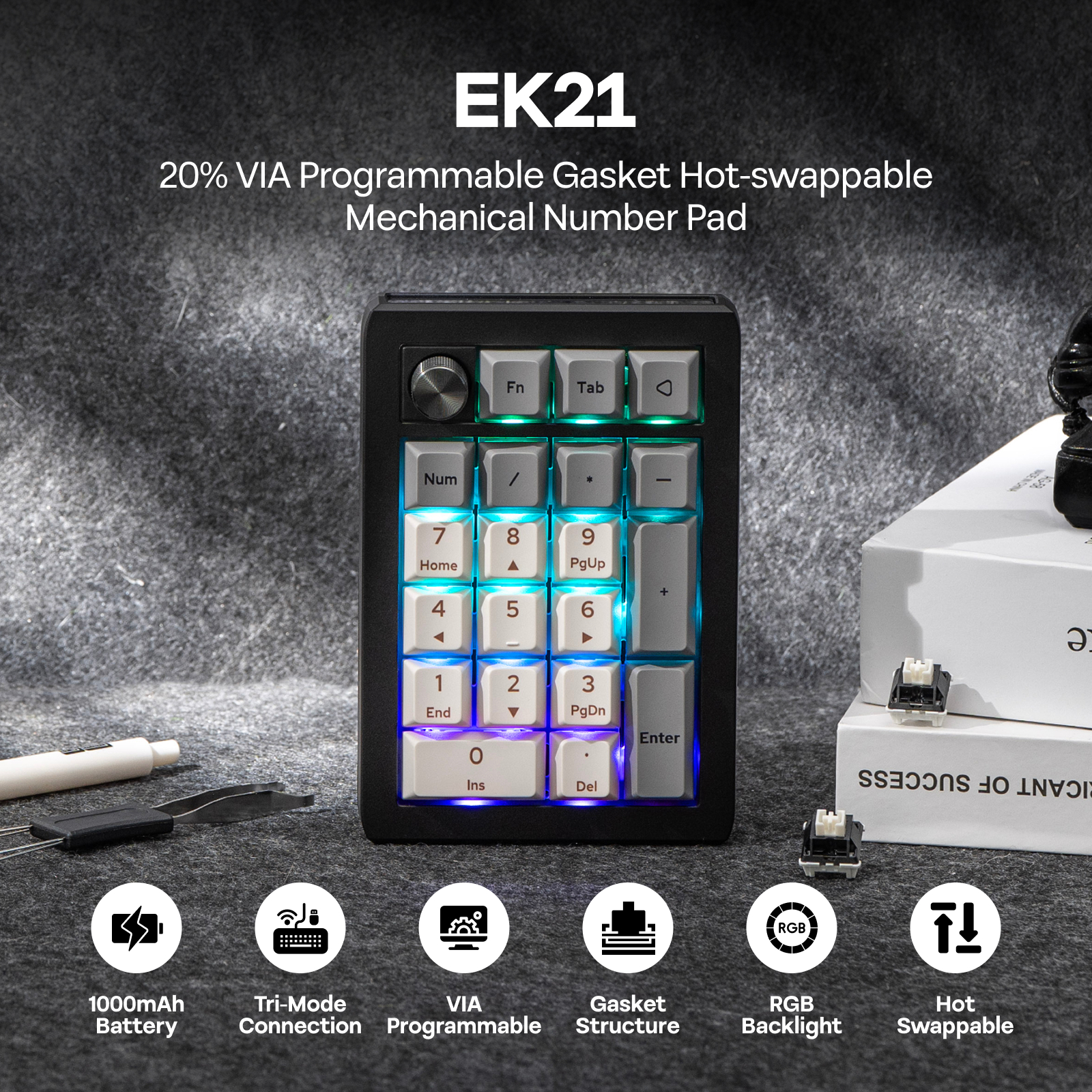 EPOMAKER EK21 VIA 20% Gasket W - مراجعة Keyboard Gaming Mac وسعره